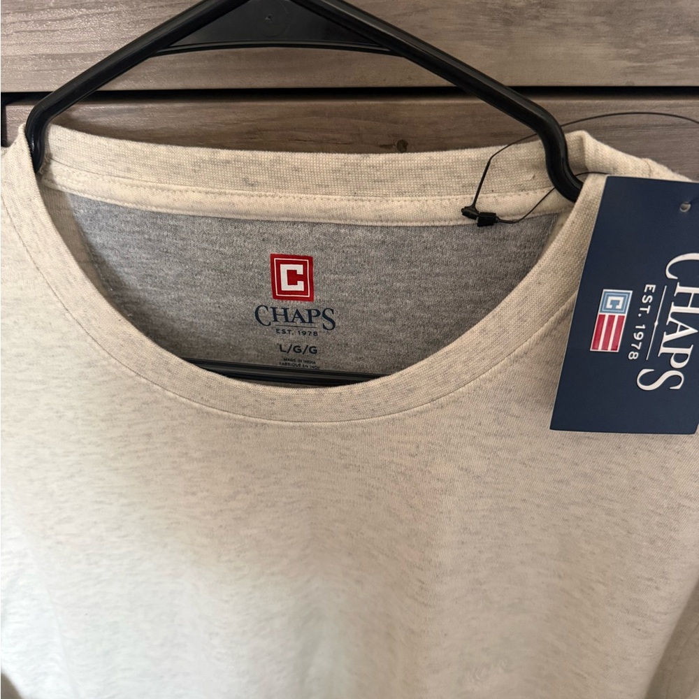 Chaps Men’s Crewneck Short Sleeve Shirt in Light Beige